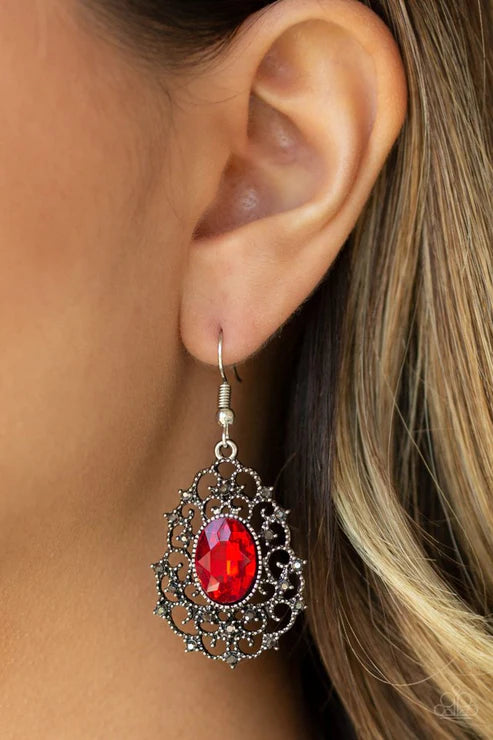 Regal Razzle - Red- Earrings